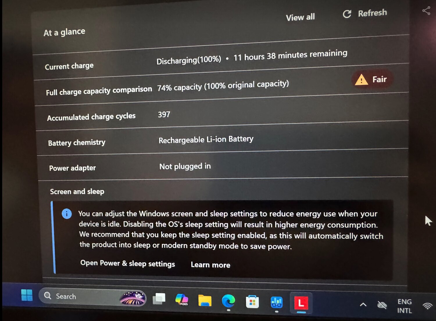 Laporan baterai Windows — ThinkPad X1 Carbon Gen 8