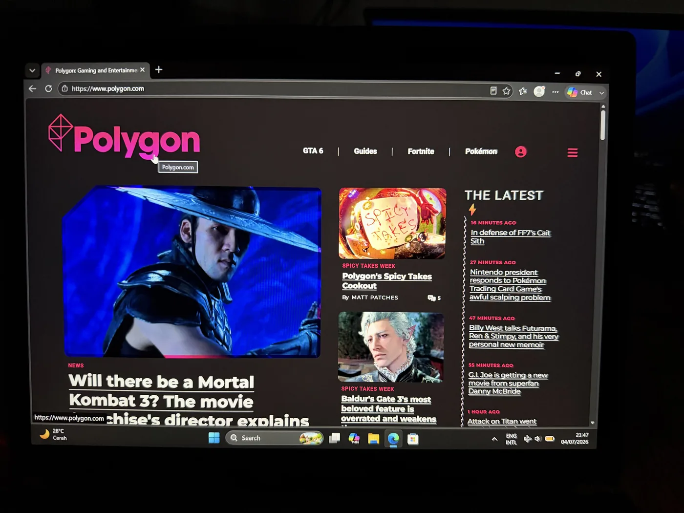 Dark theme — website
